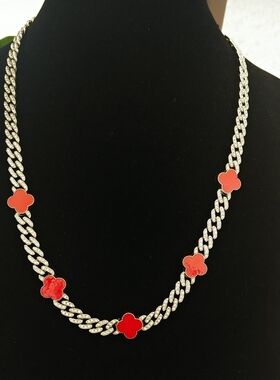 Iced Red Floral Necklace